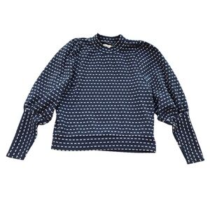 Madewell Balloon Sleeve Knit Top XS Navy Patterned Sweater